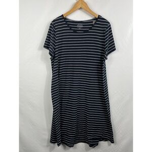 NWT J. Jill Sleep Ultra-soft Scoop Neck‎ Short Sleeve Gown Navy Blue Striped XL